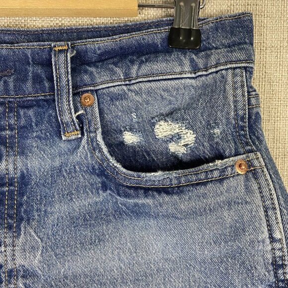 Gap Shorts Womens  8 Cheeky High Rise Button Fly Cut Offs Denim Blue Destroyed - Picture 2 of 9